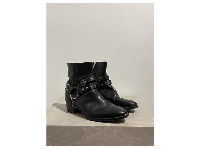 SAINT LAURENT Stivaletti T.EU 36.5 Pelle Nero - vista 2