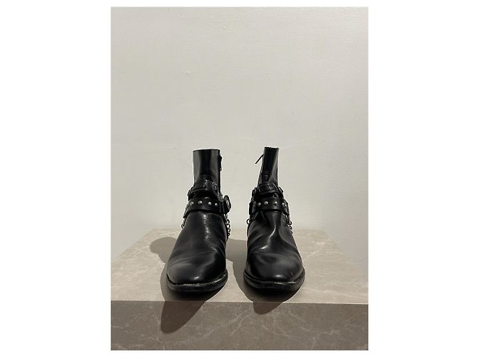 SAINT LAURENT Stivaletti T.EU 36.5 Pelle Nero - vista 4