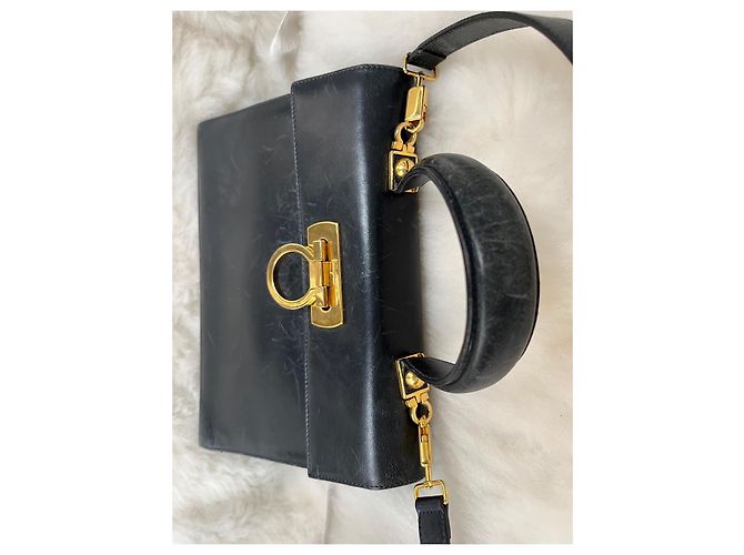 Borsa Salvatore Ferragamo in pelle blu navy - vista 3