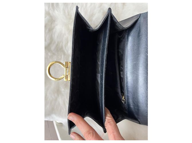 Borsa Salvatore Ferragamo in pelle blu navy - vista 7