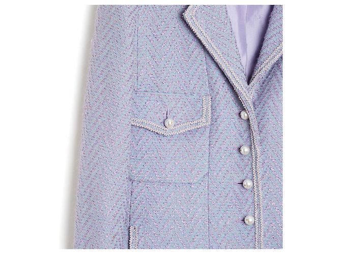 Chanel 1995 Tailored Jacket FR36 Purple Silver Wool Tweed Jacket Ensemble UK8 US6 Silvery - view 3