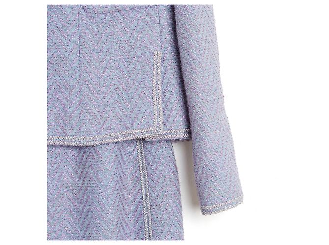 Chanel 1995 Tailored Jacket FR36 Purple Silver Wool Tweed Jacket Ensemble UK8 US6 Silvery - view 4