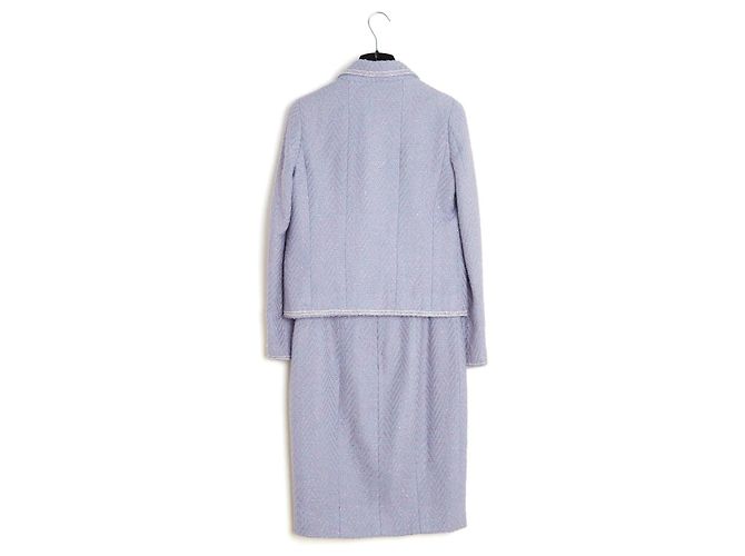 Chanel 1995 Tailored Jacket FR36 Purple Silver Wool Tweed Jacket Ensemble UK8 US6 Silvery - view 6