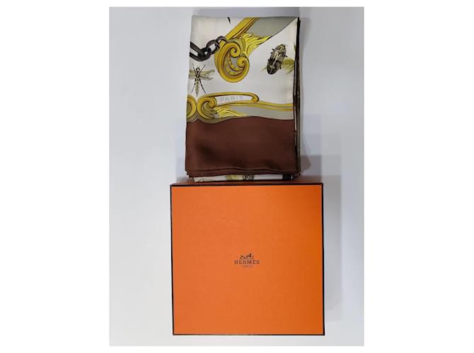 Sciarpa in seta Hermès Grande Tenue Marrone - vista 5