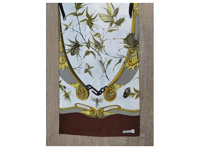 Sciarpa in seta Hermès Grande Tenue Marrone - vista 7