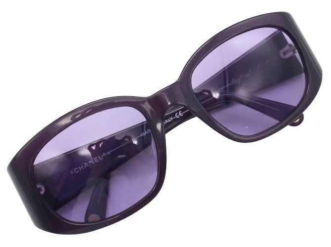 Chanel Sonnenbrille mit lila getöntem Gold CC-Logo Golden - Ansicht 10