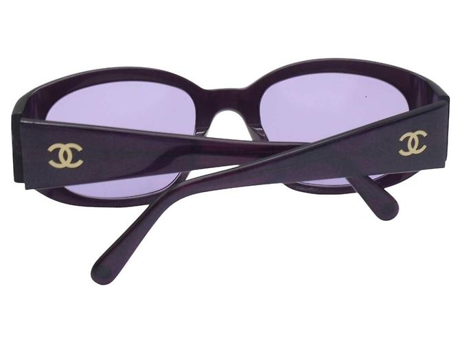 Chanel Sonnenbrille mit lila getöntem Gold CC-Logo Golden - Ansicht 3