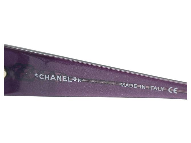 Chanel Sonnenbrille mit lila getöntem Gold CC-Logo Golden - Ansicht 4