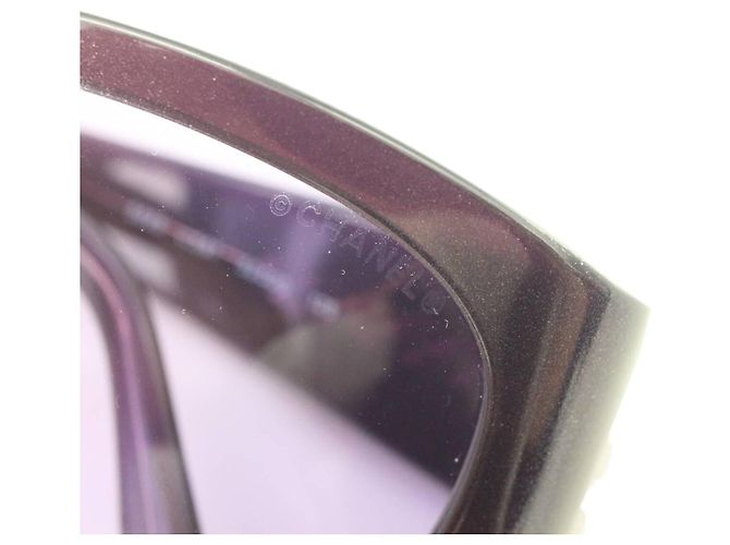 Chanel Sonnenbrille mit lila getöntem Gold CC-Logo Golden - Ansicht 9