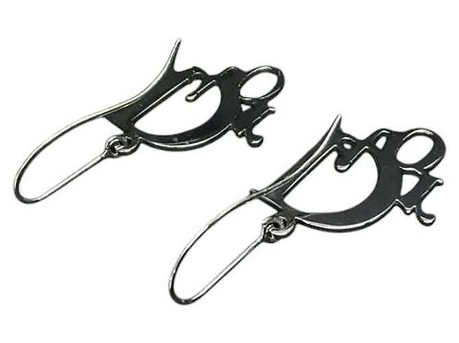 Orecchini a cerchio in argento con logo Christian Dior - vista 2