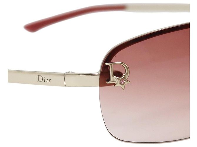 Gafas de sol ADIORABLE Christian Dior Silver Rose Red Pink Rimless Plata Rosa Roja - vista 4
