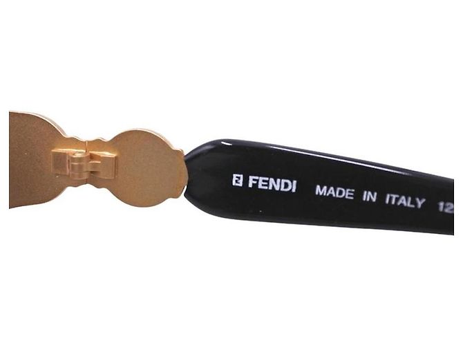 Fendi schwarze goldene Sonnenbrille mit blau getöntem Logo FS 262 - Ansicht 5