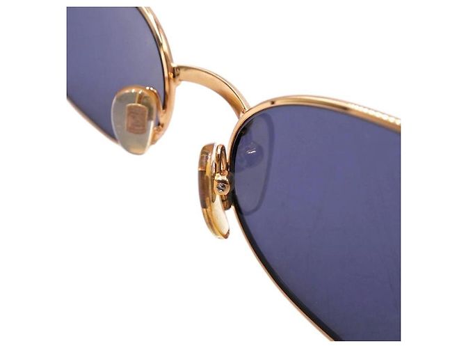 Fendi schwarze goldene Sonnenbrille mit blau getöntem Logo FS 262 - Ansicht 6