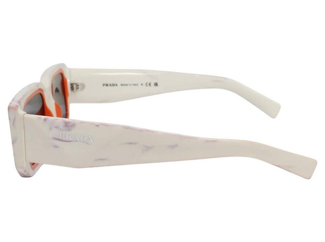 Gafas de sol rectangulares Prada White Orange Logo PR06YS 17M5S0 Blanco Naranja - vista 3