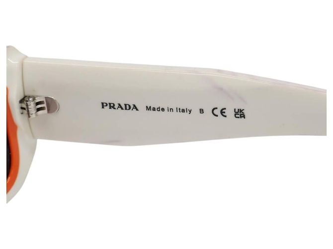 Gafas de sol rectangulares Prada White Orange Logo PR06YS 17M5S0 Blanco Naranja - vista 6