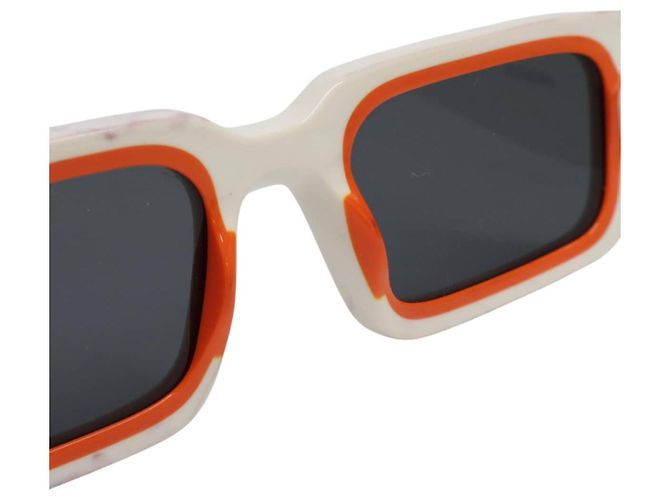 Gafas de sol rectangulares Prada White Orange Logo PR06YS 17M5S0 Blanco Naranja - vista 8