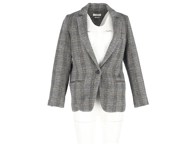 Blazer Charly Herringbone en Lana Gris de Isabel Marant Étoile - vista 4