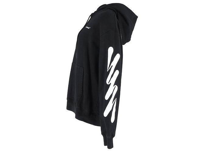 Off White Hoodie impresso Wave Diag Off-White em algodão preto - vista 2
