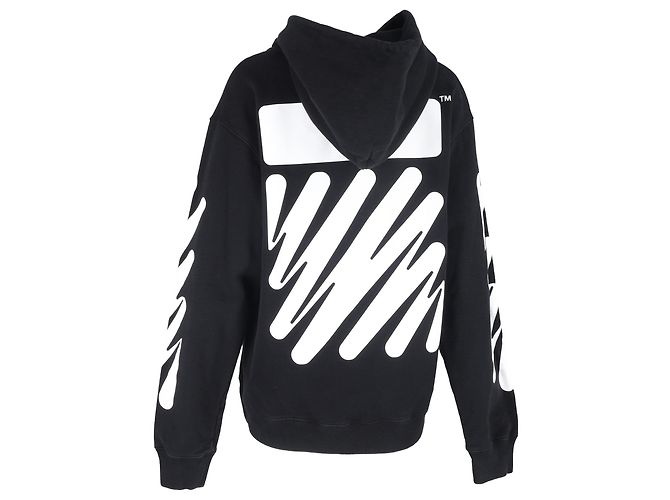 Off White Hoodie impresso Wave Diag Off-White em algodão preto - vista 3