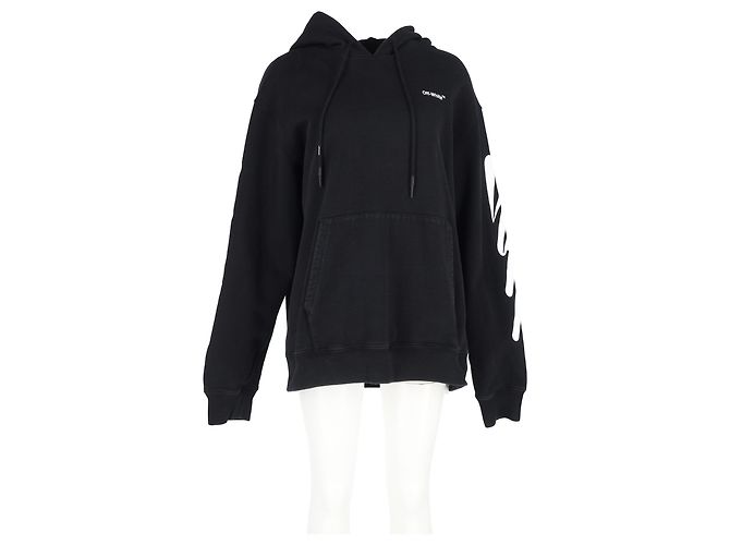 Off White Hoodie impresso Wave Diag Off-White em algodão preto - vista 4