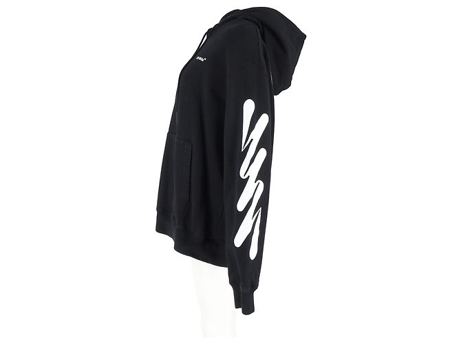 Off White Hoodie impresso Wave Diag Off-White em algodão preto - vista 5
