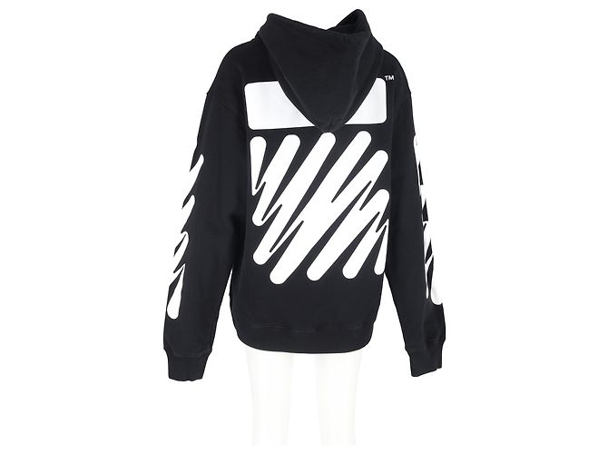 Off White Hoodie impresso Wave Diag Off-White em algodão preto - vista 6