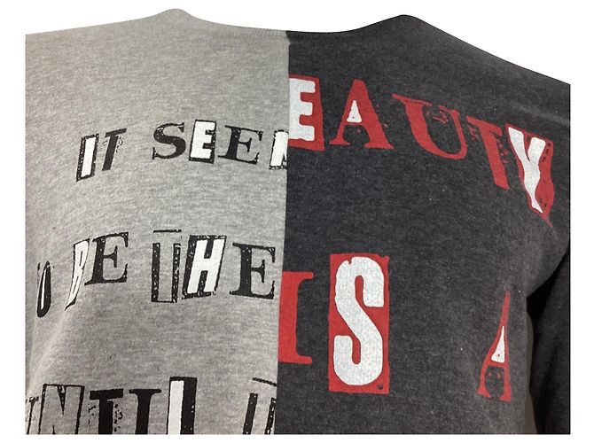 Valentino Garavani Sweatshirt Crew Poème Punk Valentino Jamie Reid en Coton Gris - vue 2