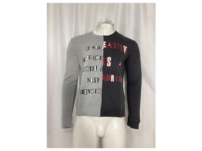 Valentino Garavani Sweatshirt Crew Poème Punk Valentino Jamie Reid en Coton Gris - vue 7