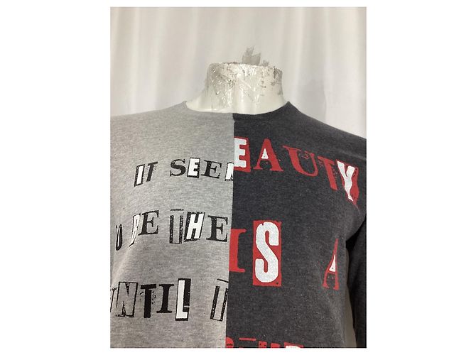 Valentino Garavani Sweatshirt Crew Poème Punk Valentino Jamie Reid en Coton Gris - vue 8