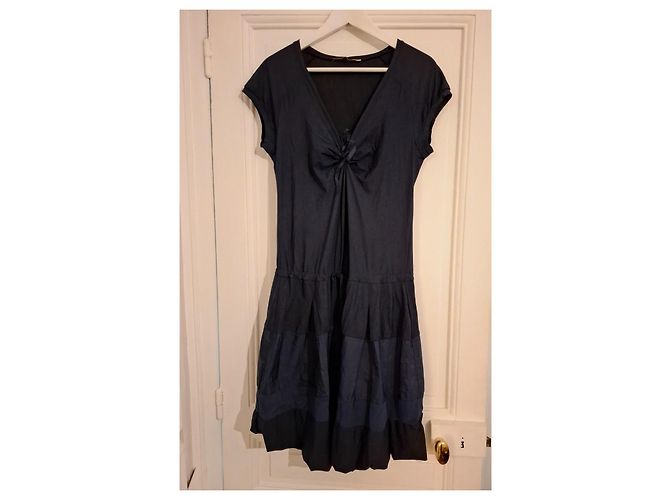 Marithé et François Girbaud Navyblaues Kleid mit Schleifen Marineblau - Ansicht 2