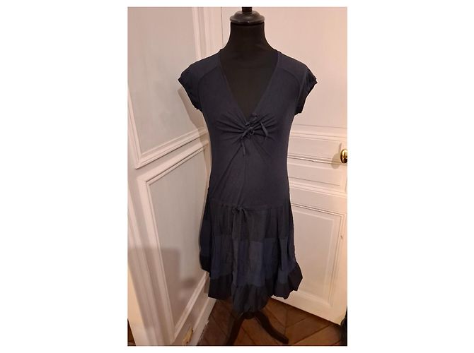 Marithé et François Girbaud Navyblaues Kleid mit Schleifen Marineblau - Ansicht 5