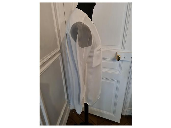 Camicia Damir Doma in seta con maniche in chiffon di seta bianca Bianco - vista 12