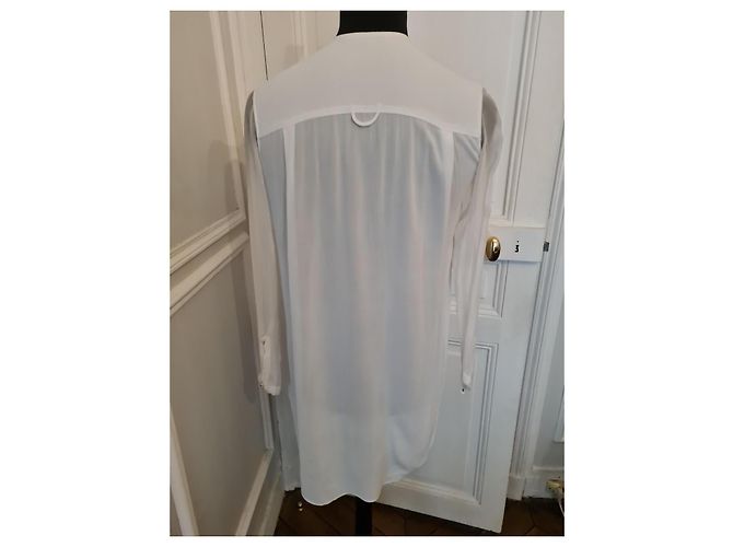 Camicia Damir Doma in seta con maniche in chiffon di seta bianca Bianco - vista 13