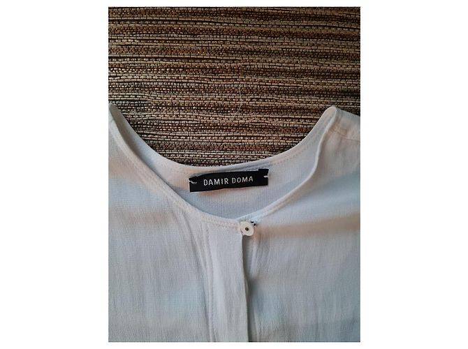 Camicia Damir Doma in seta con maniche in chiffon di seta bianca Bianco - vista 14