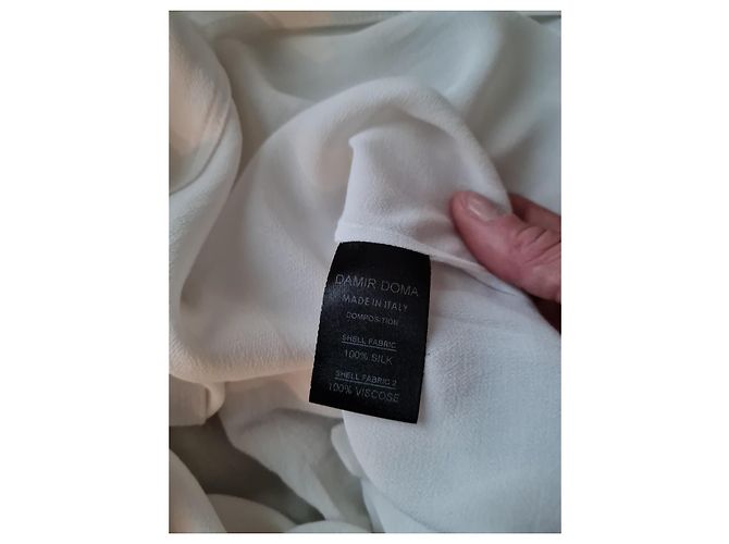 Camicia Damir Doma in seta con maniche in chiffon di seta bianca Bianco - vista 15