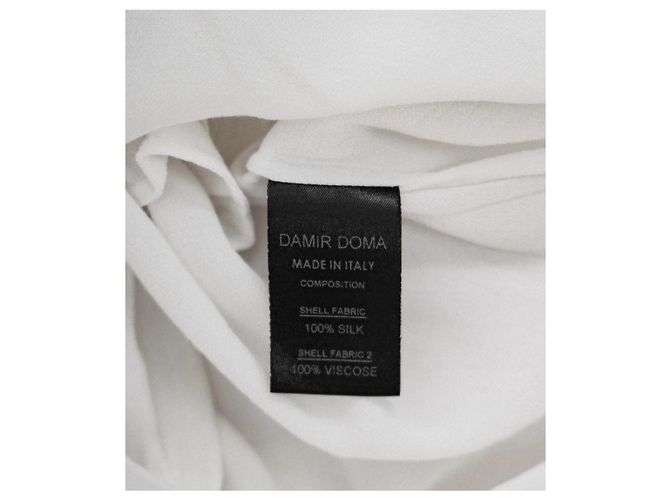 Camicia Damir Doma in seta con maniche in chiffon di seta bianca Bianco - vista 4