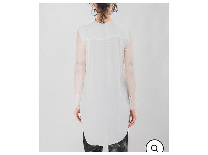 Camicia Damir Doma in seta con maniche in chiffon di seta bianca Bianco - vista 6