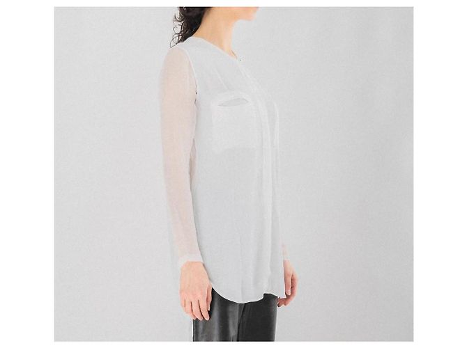 Camicia Damir Doma in seta con maniche in chiffon di seta bianca Bianco - vista 7