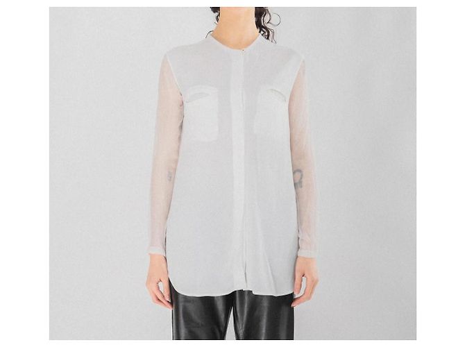 Camicia Damir Doma in seta con maniche in chiffon di seta bianca Bianco - vista 8