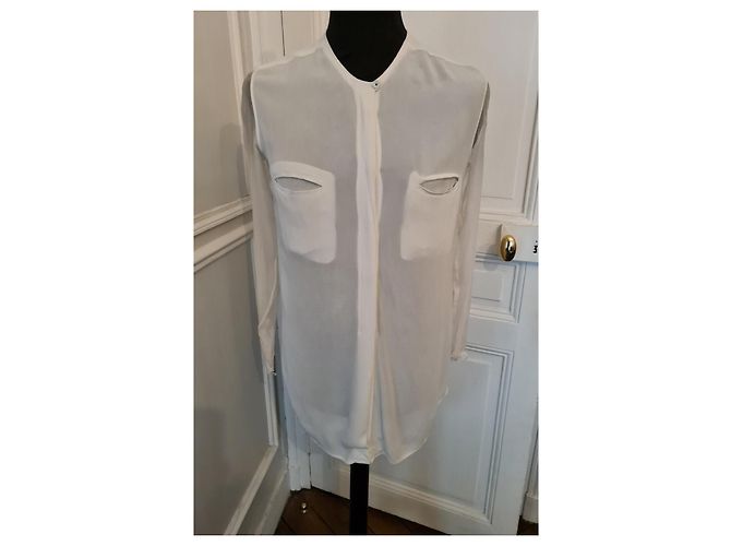 Camicia Damir Doma in seta con maniche in chiffon di seta bianca Bianco - vista 9