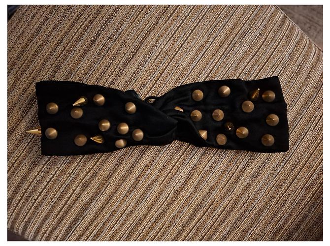 Jennifer Behr Turbante Fascia Nera con Borchie Dorate Nero - vista 4
