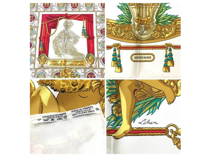 Hermès Sciarpa Hermes Carre 90 - Tributo a Charles Garnier Bianco - vista 3