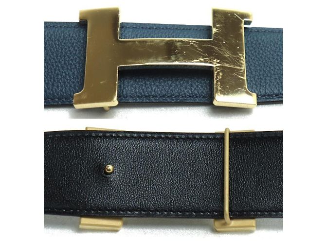 Hermès HERMES Constance 38mm Gürtel mit goldener Schnalle Schwarz Blau - Ansicht 3