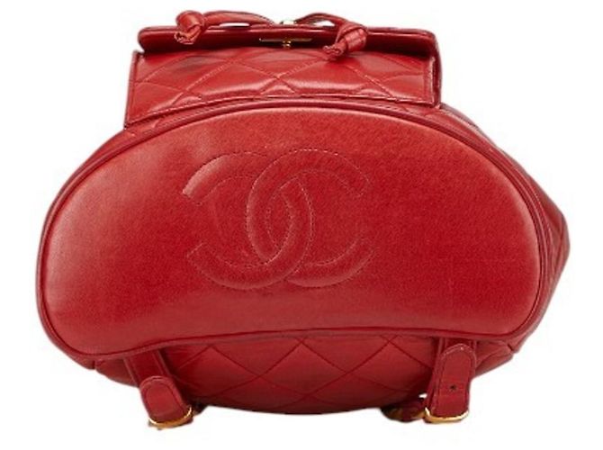Chanel Matelassé Coco Mark Rucksack Rot - Ansicht 3