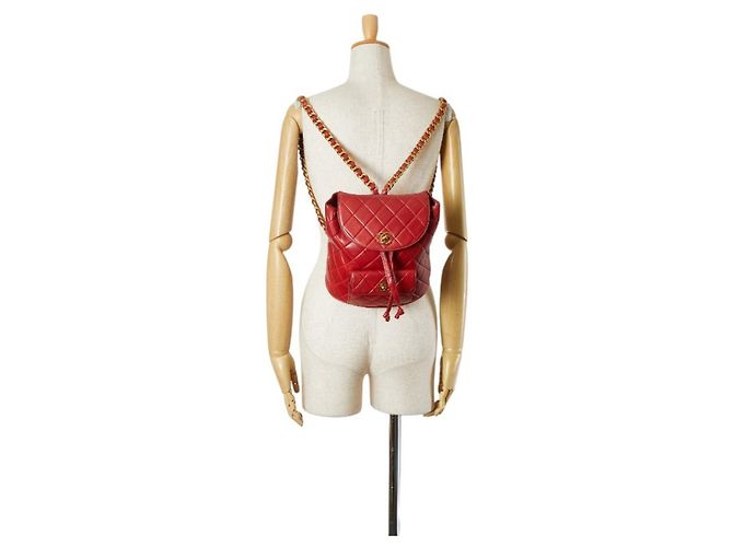 Chanel Matelassé Coco Mark Rucksack Rot - Ansicht 8