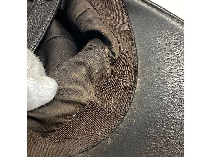 Hermès Hermes braune Leder bestickte Mütze - Ansicht 10