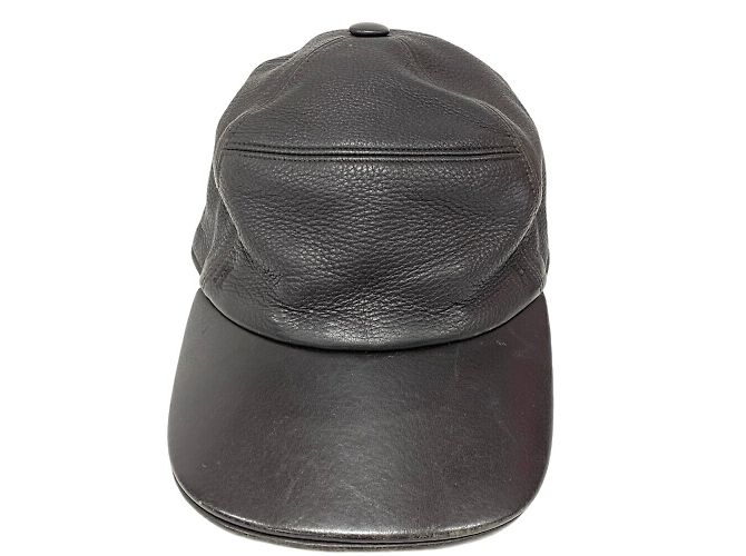 Hermès Hermes braune Leder bestickte Mütze - Ansicht 2