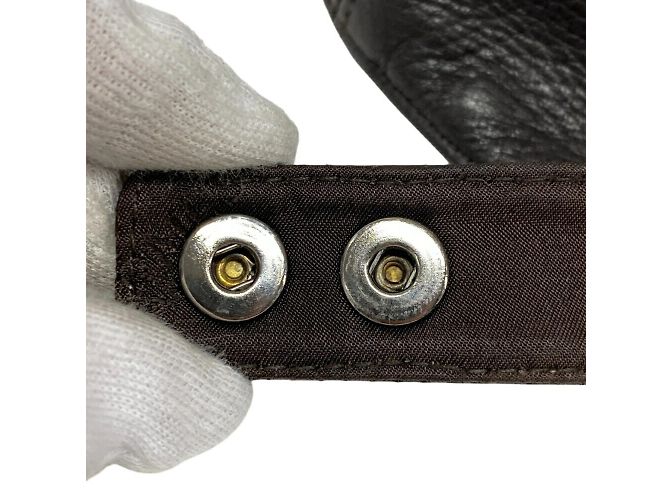 Hermès Hermes braune Leder bestickte Mütze - Ansicht 7