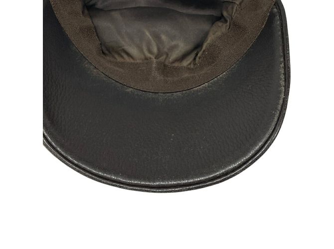 Hermès Hermes braune Leder bestickte Mütze - Ansicht 9
