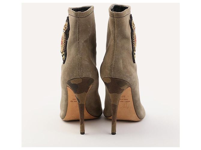 Giuseppe Zanotti Stiefeletten mit offenem Zehenbereich Khaki Wildleder - Ansicht 2
